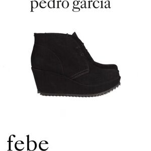 šPedro Garcia Suede Boot āFebeā Wedge - Black Suede - Size 7